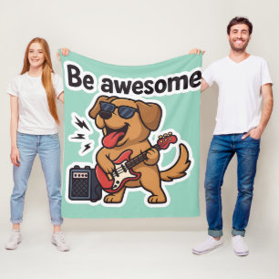 Cooler Hund Rocking Gitarre Sticker   Phantastisch Fleecedecke