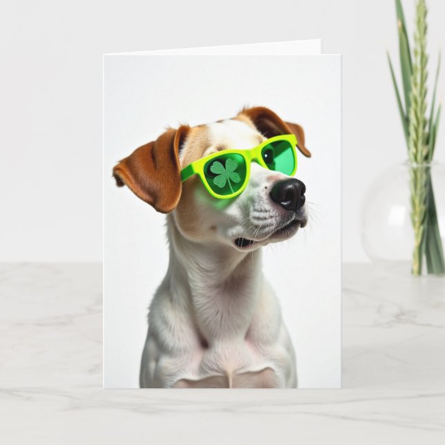 Cooler Hund Shamrock Karte (Vorderseite)