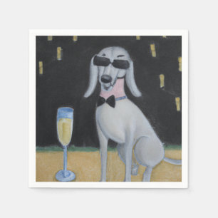 Cooler Hund trinken Champagner Serviette