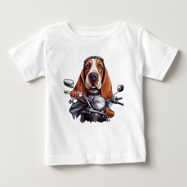 Cooler Hundbiker, niedlicher Hundeschlittenfahrer Baby T-shirt (Vorderseite)