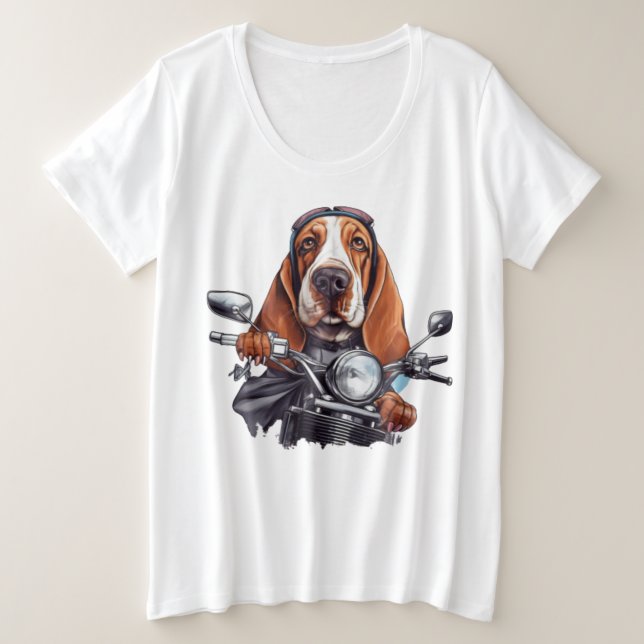Cooler Hundbiker, niedlicher Hundeschlittenfahrer Große Größe T-Shirt (Design vorne)