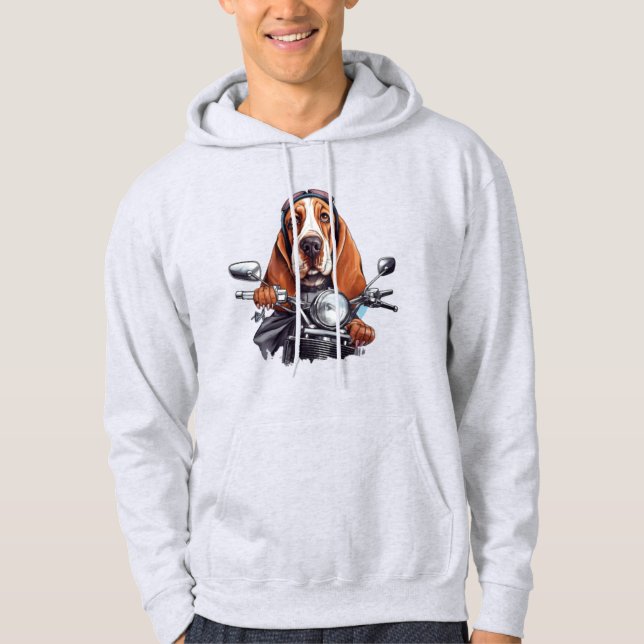 Cooler Hundbiker, niedlicher Hundeschlittenfahrer Hoodie (Vorderseite)