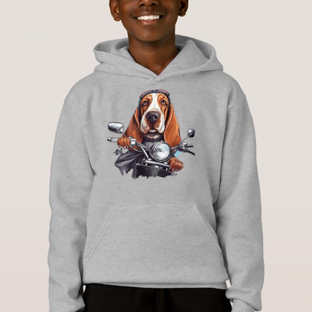 Cooler Hundbiker, niedlicher Hundeschlittenfahrer Hoodie (Vorderseite)