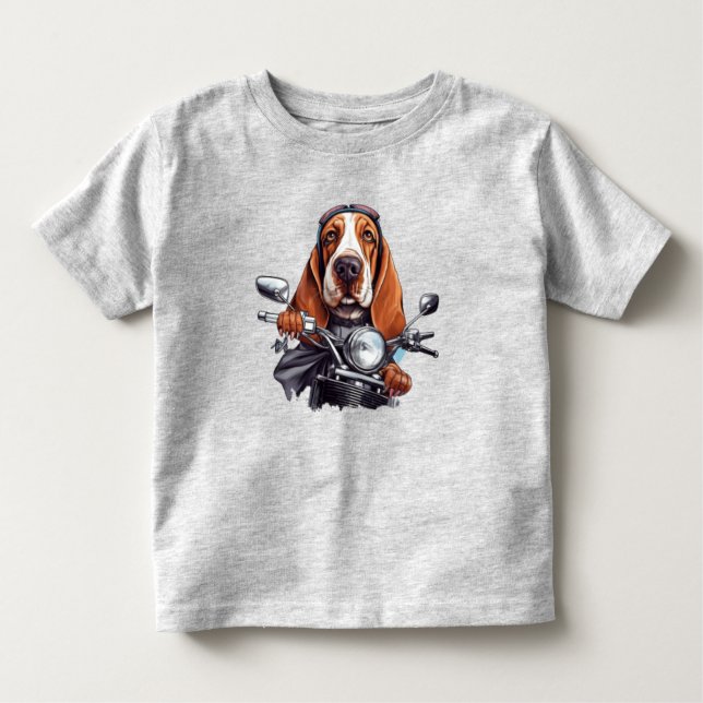 Cooler Hundbiker, niedlicher Hundeschlittenfahrer Kleinkind T-shirt (Vorderseite)