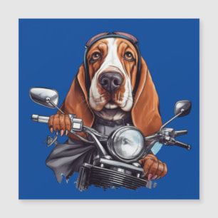 Cooler Hundbiker, niedlicher Hundeschlittenfahrer Magnetkarte