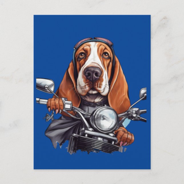 Cooler Hundbiker, niedlicher Hundeschlittenfahrer Postkarte (Vorderseite)