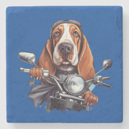 Cooler Hundbiker, niedlicher Hundeschlittenfahrer Steinuntersetzer