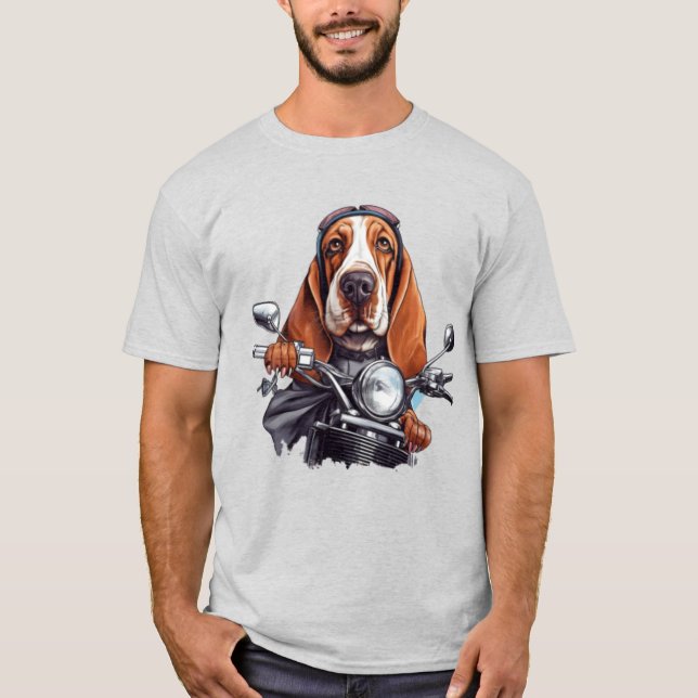 Cooler Hundbiker, niedlicher Hundeschlittenfahrer T-Shirt (Vorderseite)
