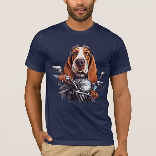 Cooler Hundbiker, niedlicher Hundeschlittenfahrer T-Shirt (Vorderseite)