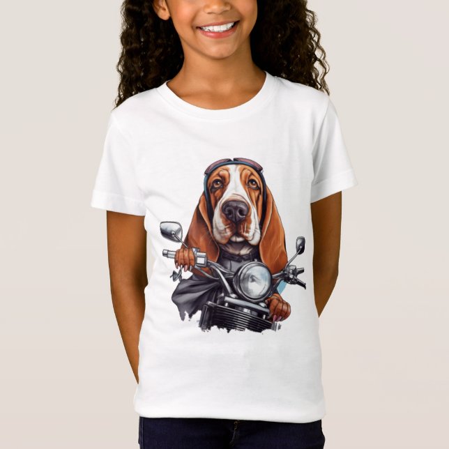 Cooler Hundbiker, niedlicher Hundeschlittenfahrer T-Shirt (Vorderseite)