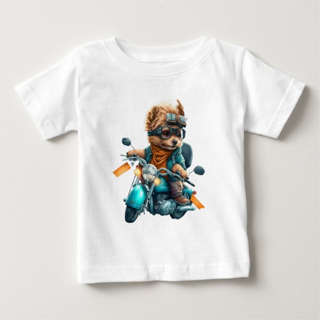 Cooler Hundbiker, niedlicher Yorkshire-Terrier-Hun Baby T-shirt (Vorderseite)
