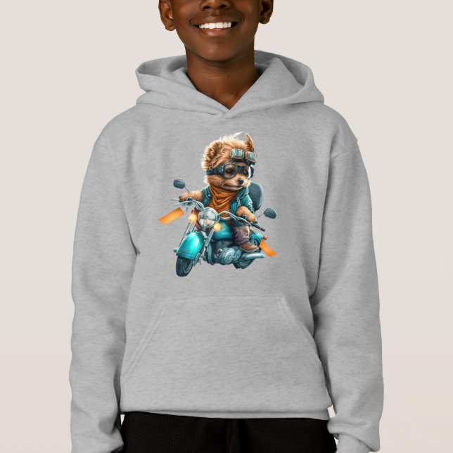 Cooler Hundbiker, niedlicher Yorkshire-Terrier-Hun Hoodie (Vorderseite)