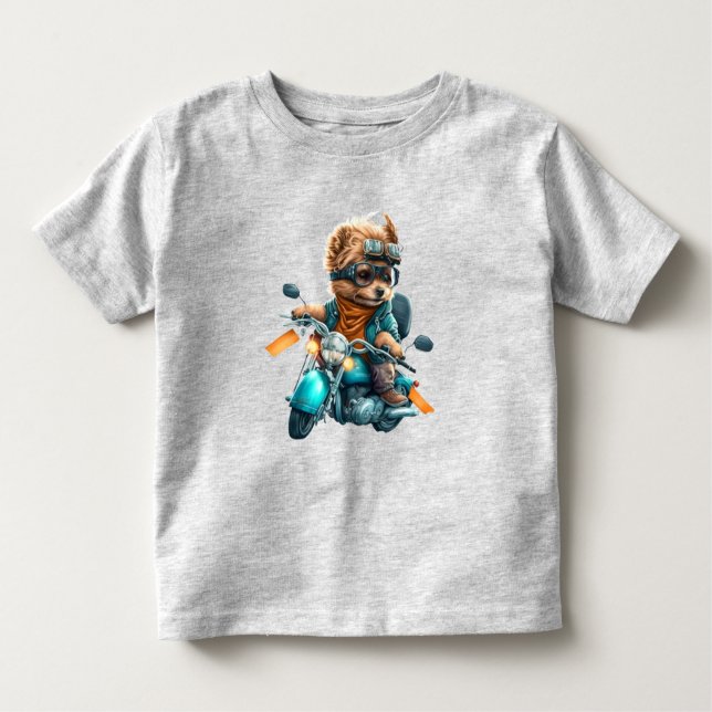 Cooler Hundbiker, niedlicher Yorkshire-Terrier-Hun Kleinkind T-shirt (Vorderseite)