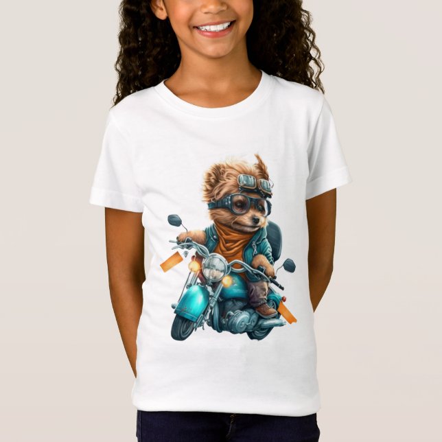 Cooler Hundbiker, niedlicher Yorkshire-Terrier-Hun T-Shirt (Vorderseite)