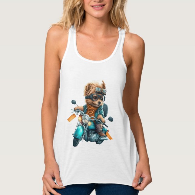 Cooler Hundbiker, niedlicher Yorkshire-Terrier-Hun Tank Top (Vorderseite)