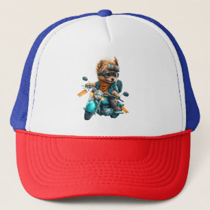 Cooler Hundbiker, niedlicher Yorkshire-Terrier-Hun Truckerkappe