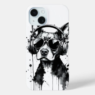 Cooler Hundekopfhörer Niedlich Haustiere Schwarzwe Case-Mate iPhone Hülle