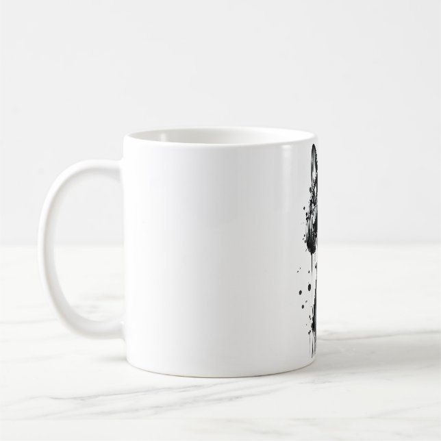 Cooler Hundekopfhörer Niedlich Haustiere Schwarzwe Kaffeetasse (Links)