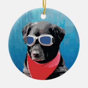 Cooler Hundeschwarz-Labradorrote Keramik Ornament