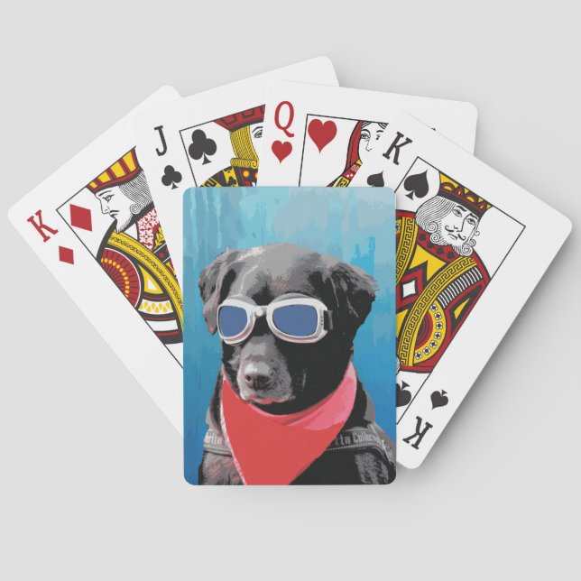 Cooler Hundeschwarz-Labradorrote Spielkarten (Rückseite)