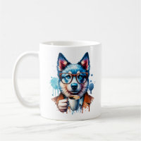 Cooler Husky mit Kaffee - Hipster Hunde Kunst Tass