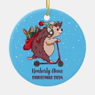 Cooler Igel Weihnachten Schnee Winter Urlaub Keramik Ornament