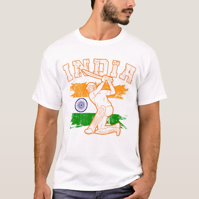 Cooler indischer Cricket Lover spendet indische Cr T-Shirt (Vorderseite)
