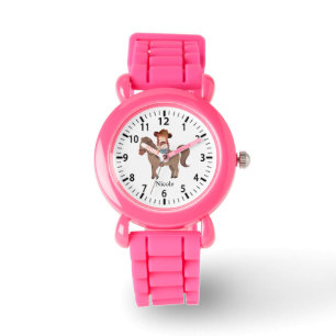 Cooler Individuelle Name Cowgirl am Pferd Armbanduhr
