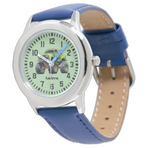 Cooler Individuelle Name Green Monster Truck Armbanduhr