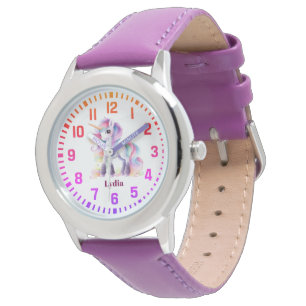 Cooler Individuelle Name Rainbow Unicorn Armbanduhr