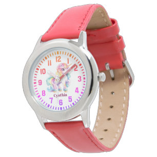 Cooler Individuelle Name Rainbow Unicorn Armbanduhr