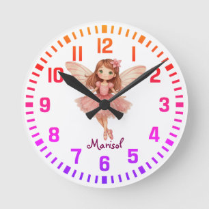 Cooler Individuelle Name Rosa Fairy Runde Wanduhr