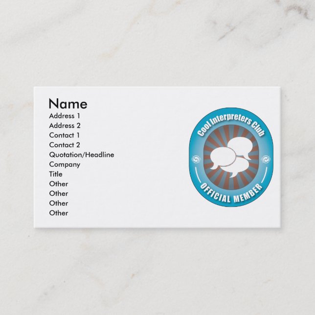 Cooler Interpret-Verein Visitenkarte (Vorderseite)