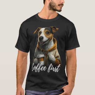 Cooler Jack Russel Terrier mit Kaffee und Sprichwo T-Shirt