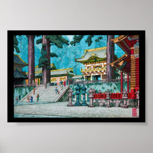 Cooler japanischer Kawase hasui Tempelwaldschrein Poster