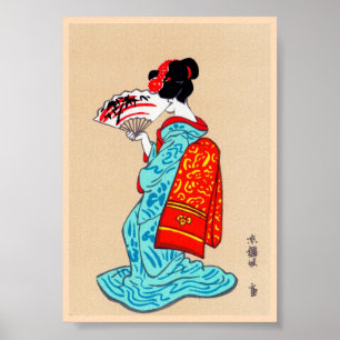 Cooler japanischer Klassiker Geisha Lady Kimono Fa Poster