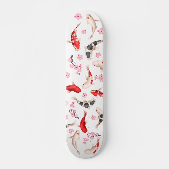 Cooler Japanischer Koi-Fisch Skateboard (Vorne)