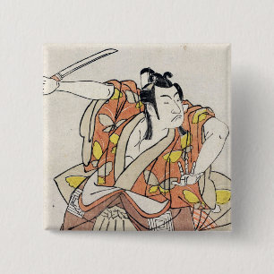 Cooler japanischer Vintager Ukiyo-e-Krieger Button