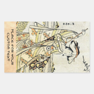 Cooler japanischer Vintager Ukiyo-e-Scrollgeisha Rechteckiger Aufkleber