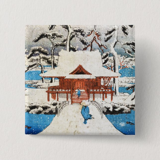 Cooler japanischer Vintager Ukiyo-e Seeschrei Button (Vorderseite)