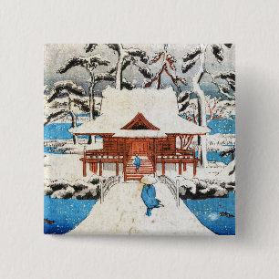Cooler japanischer Vintager Ukiyo-e Seeschschneefa Button