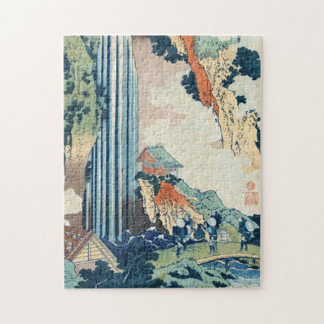 Cooler japanischer Vintager Wasserfall Ukiyo-e Hok Puzzle (Vertikal)