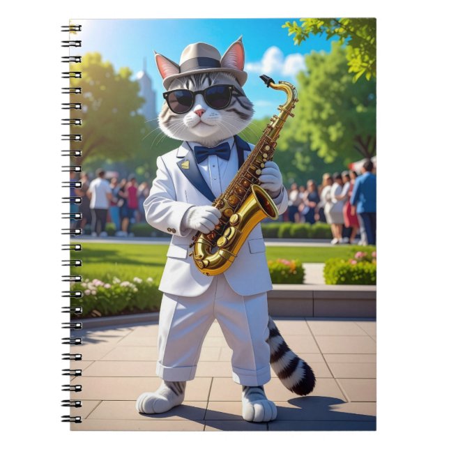 Cooler Jazz-Kater Notizblock (Vorderseite)