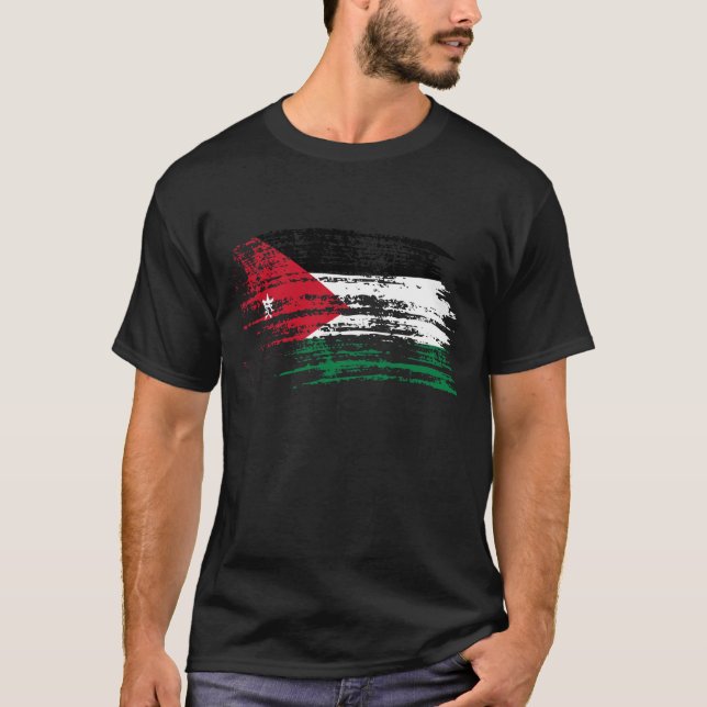 Cooler jordanischer Flaggenentwurf T-Shirt (Vorderseite)
