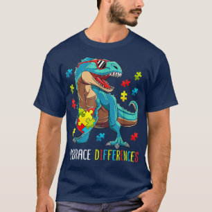 Cooler Junge Dinosaurier Sonnenbrille Herz Puzzle T-Shirt