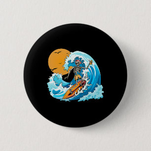 Cooler Jungen Sommerferien Skelett Surfen Hawaii H Button