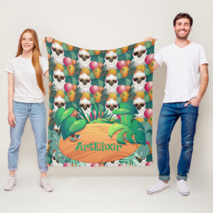Cooler Kakadu mit Sonnenbrille bedruckt Fleecedecke