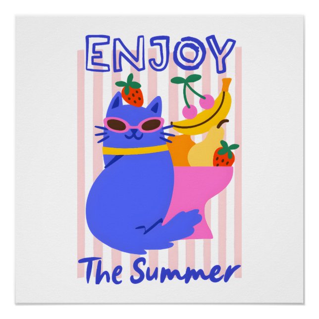 Cooler Kater genießt den Sommer Poster (Vorderseite)