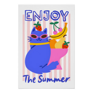 Cooler Kater genießt den Sommer Poster