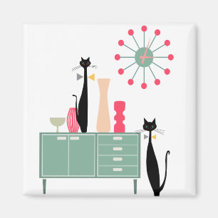 Cooler Katzen-Magnet v5 Retro Atomära MCM Magnet